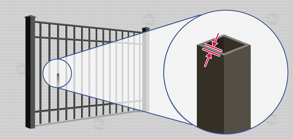 Detailed view of aluminum fence pickets