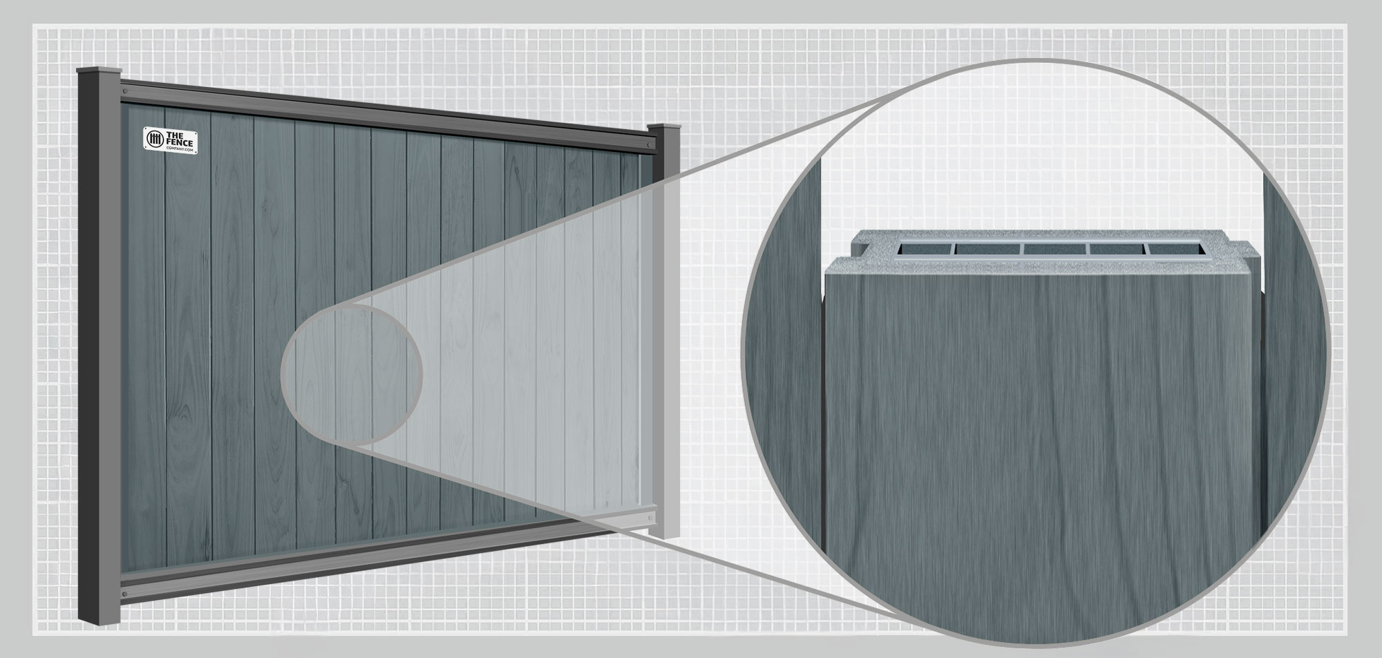 Close up detailed view of Avimore fence pickets