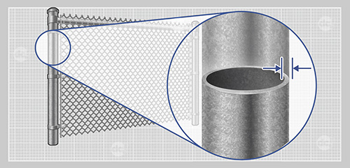 Detailed view of chain link fence post