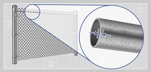 Detailed view of chain link fence rail