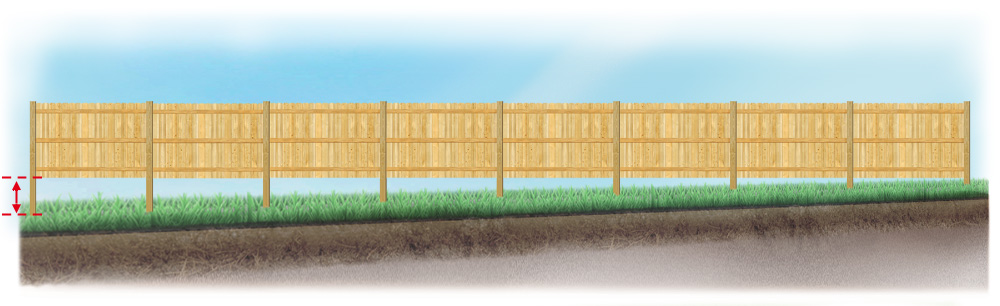 A level fence installed on uneven ground Salt Lake City Utah