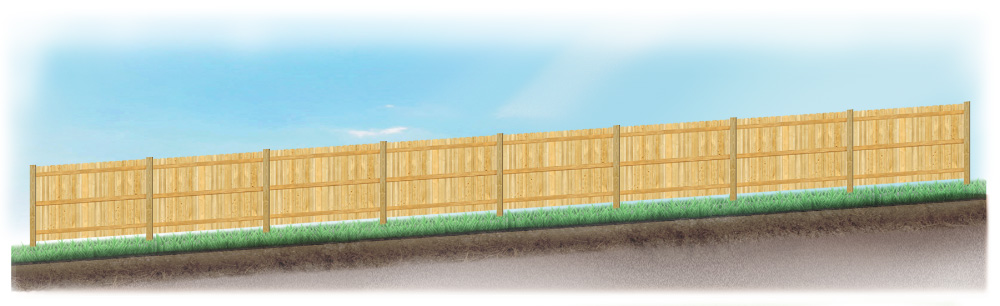 Racked fence on sloped ground in Salt Lake City Utah