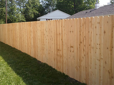 Stockade wood privacy fence